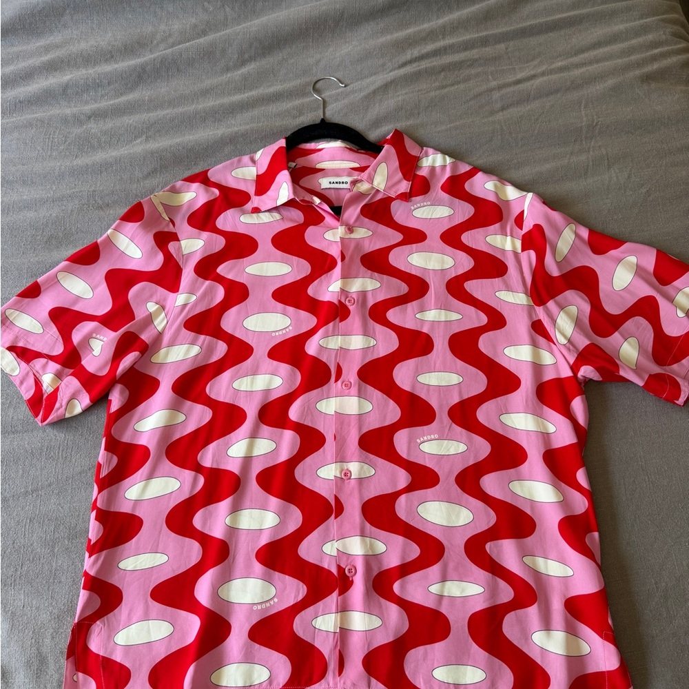 Sandro Pink 70s printed Red & Pink shirt